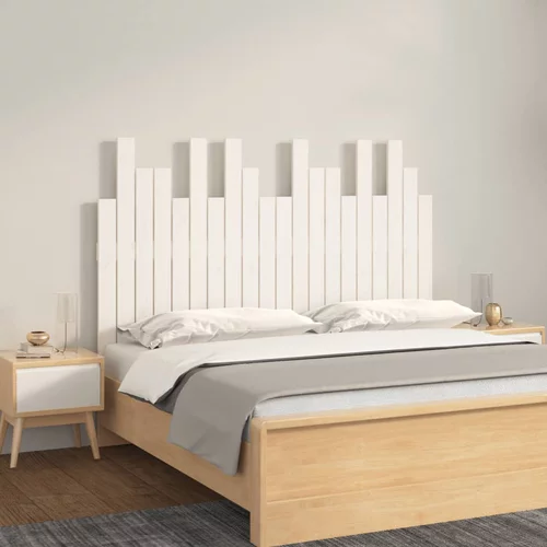 vidaXL Stensko posteljno vzglavje belo 127,5x3x80 cm trdna borovina