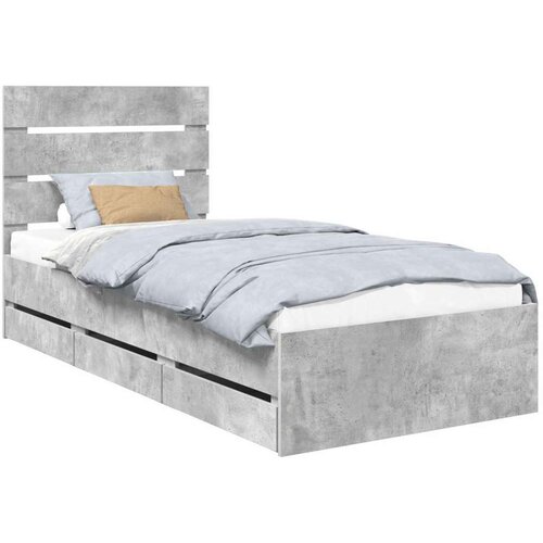  Okvir za krevet s ladicama Betonski sivi 90 x 190 cm - Beton siva 90 x 190 cm Slike