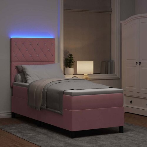  LED Box Spring Krevet s madracem Ružičasta 80 x 200 cm Bar&amp;scaron;un Slike