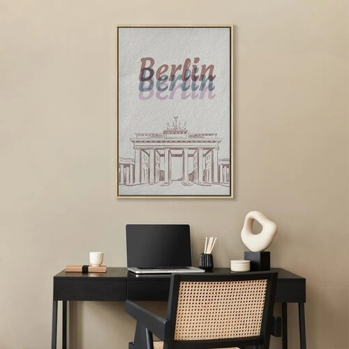  Slika - Berlin in Watercolours (1 Part) Vertical 40x60 U prirodnom drvenom okviru Slike