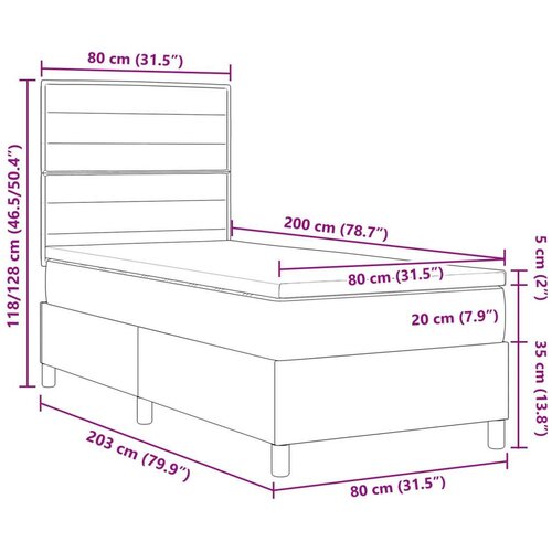  Krevet s kutijom za opruge i madracem Krem 80x200 cm Tkanina Slike