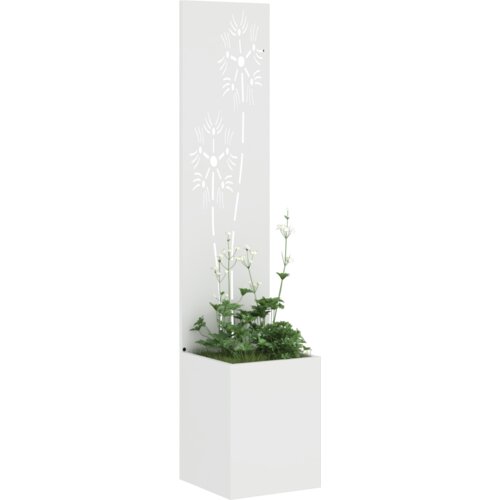 VidaXL Vrtni Sadič s Dekorativnom Pločom Bijela 32 x 140 cm Slike