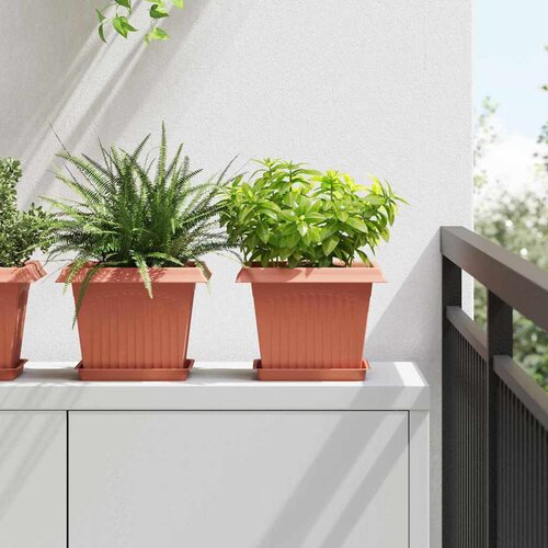  Kvadratna posuda za cvijeće 6 pcs Crvena cigla 18 x 18 x 2 cm Cene