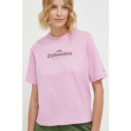 Columbia Bombažna kratka majica roza barva