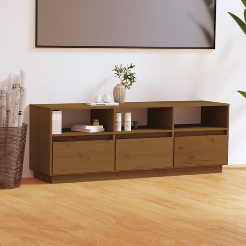 The Living Store TV omarica medeno rjava 140x37x50 cm trdna borovina - TV Omarica, (21375317) Slike