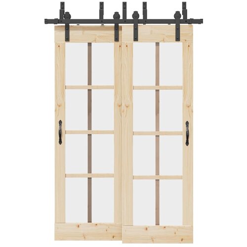 VidaXL Komplet opreme za drsna vrata 152,5 cm jeklo črne barve Slike