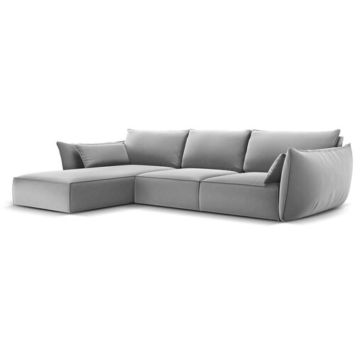 Mazzini Sofas Svetlo siva žametna kotna sedežna garnitura z ležalnikom (levi kot) Vanda &amp;ndash; Slike
