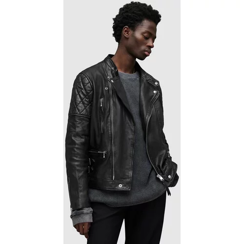 AllSaints Usnjena jakna Whitson moška, črna barva