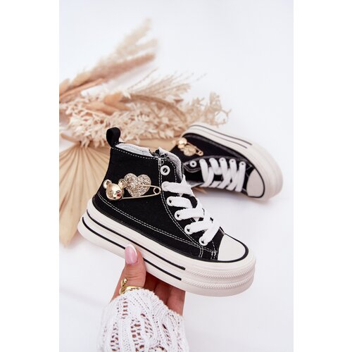 Boto Children's High Sneakers With Gold Decoration Black Elvena Cene
