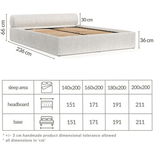 Maison de R&amp;ecirc;ve Krem tapecirani bračni krevet s prostorom za odlaganje s podnicom 160x200 cm Solvo &amp;ndash; Slike