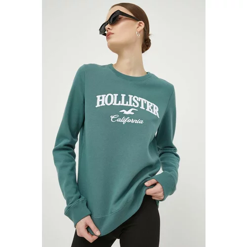 Hollister Co. Dukserica za žene, boja: zelena, s aplikacijom