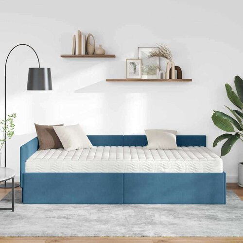  Kutni krevetni okvir s madracem Ostalo 2 pcs Plava Bar&amp;scaron;un Slike