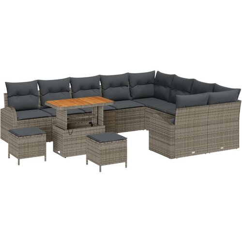  12-delni vrtni sofa set z blazinami Siva Poli ratan Akacija Cene