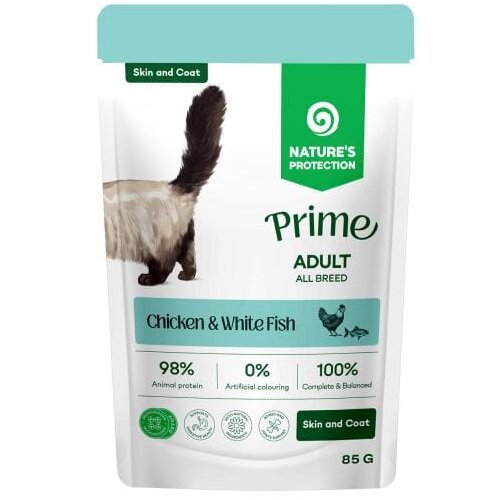 Nature's Protection NP Prime Adult Cat Skin & Coat Chicken & White Fish - 85 g Cene