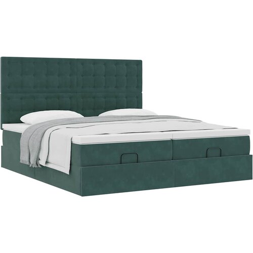 VidaXL Otomanski posteljni okvir z vzmetnicami zelen 180x200cm žamet, (21609478) Slike