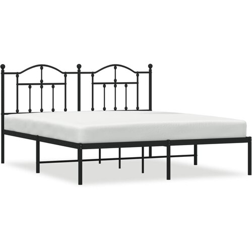 Maison Chic Kovinski Posteljni okvir - Dvoposteljna postelja - Zakonska postelja z vzglavjem črn 160x200 cm, (21692469) Slike