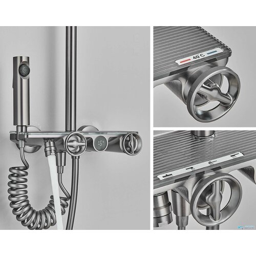  luksuzni nadzidni termostatski tuš sustav u različitim bojama | Tuš ELITE EDITION ELT1104 - Premium linija - Gun metal - bjela Cijene