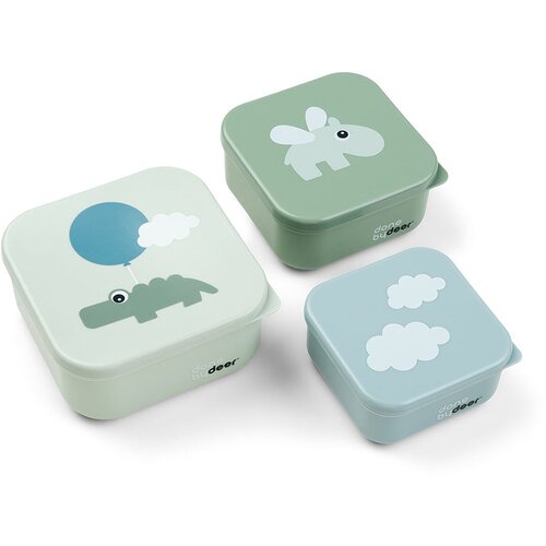 Done By Deer set od 3 kutije za grickalice happy clouds green Slike