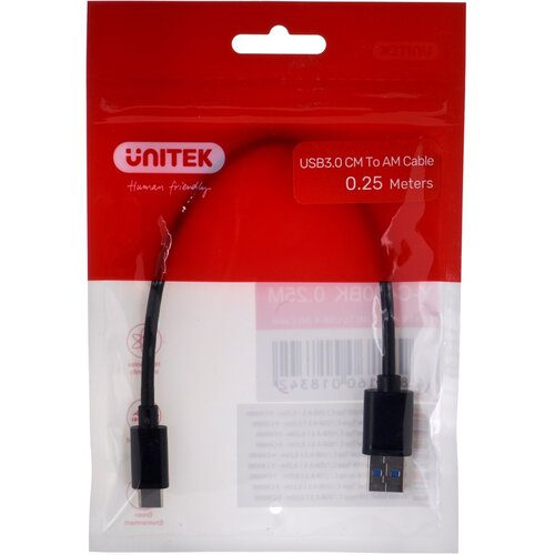 Unitek KABEL USB-C - USB-A 3.1,M/M,0.25M, Y-C490BK, (21396081) Cene
