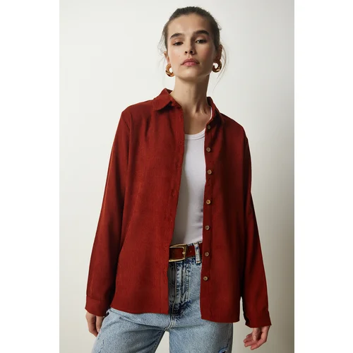 Happiness İstanbul Women's Tile Corduroy Velvet Woven Jacket Shirt