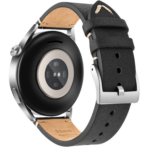 INF Usnjen pa&scaron;ček za uro Huawei GT4 Pro Black + Silver 22 mm, (21730019) Cene