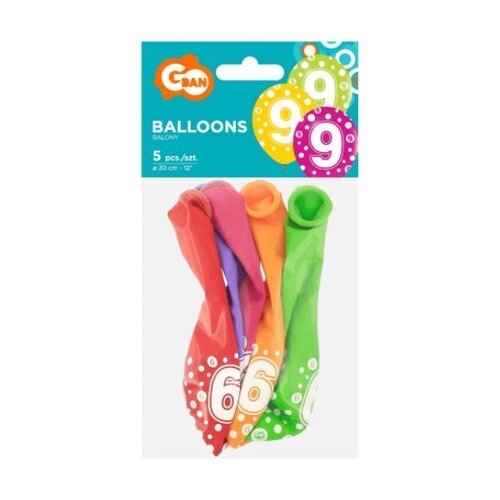 Set 5 pisanih balonov s pikami in številko - 9 Cene