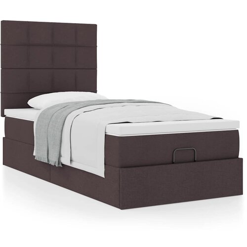 VidaXL Otomanski okvir kreveta s madraca tamnosmeđi 90x200cm tkanine Slike