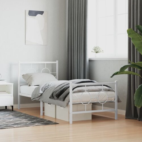 Furnova Kovinski posteljni okvir z vzglavjem in vznožjem bel 80x200 cm, (21937541) Slike