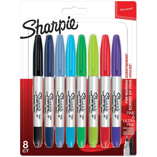 Sharpie 1x8 Twin Tip Permanent- marker UF + F 8 colours Cijene