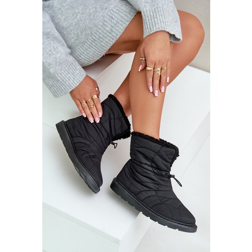 PH2 Ladies Snow Boots With Drawstring Insulated With Sheepskin Black Vamidra Slike
