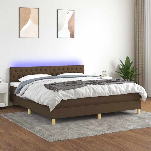  box spring s madracem LED tamnosmeđi 160x200 cm tkanina Cijene