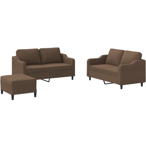 VidaXL 3-dijelni set sofa s jastucima smeđi od tkanine Slike
