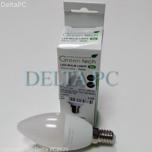  LED zarulja Green Tech 5W 3000K E14 AC220V C37 Cene