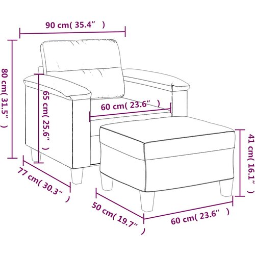  Fotelja s tabureom crna 60 cm od mikrovlakna Slike