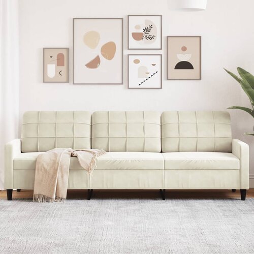 vidaXL Trosjed od tkanine Krem 210 cm baršunasti Cijene