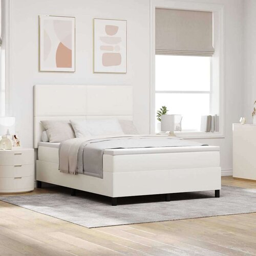 Box spring krevet s uzglavljem Krema i bijela 140 x 190 cm Cijene