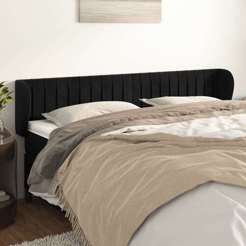  Uzglavlje s u&amp;scaron;ima crni 163x23x78/88 cm bar&amp;scaron;unasti Slike