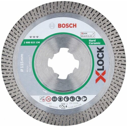 Bosch x-lock best for hard ceramic dijamantska rezna ploča 115x22,23x1,4x10 - 2608615134 Slike