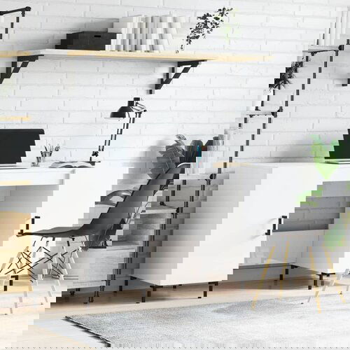 VidaXL Radni stol visoki sjaj bijeli 140x50x75 cm konstruirano drvo Slike