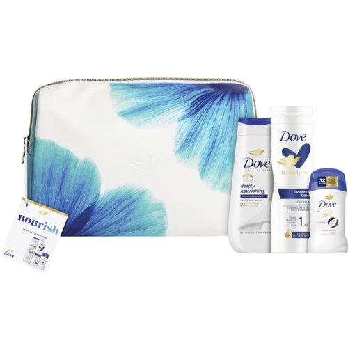 Dove Ženski kozmetički set Nourish, gel za tuširanje 225ml + losion za tijelo 250ml + stik 50ml Cene