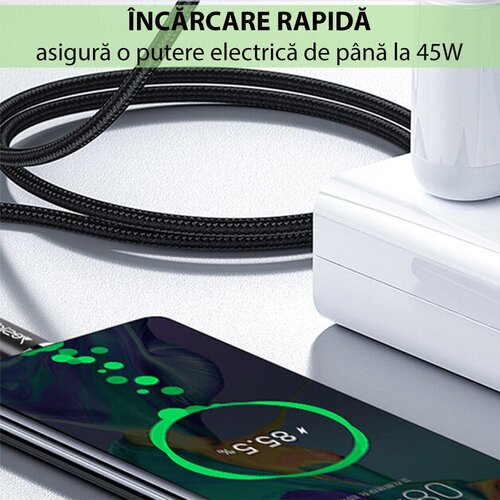 Yesido podatkovni kabel (CA-55) &amp;ndash; Type-C na Type-C, 45W, 3A, 1,2 m &amp;ndash; črn Slike