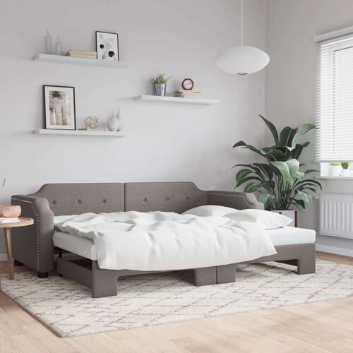  Dnevni krevet na razvlačenje smeđesivi 90 x 200 cm od tkanine Slike