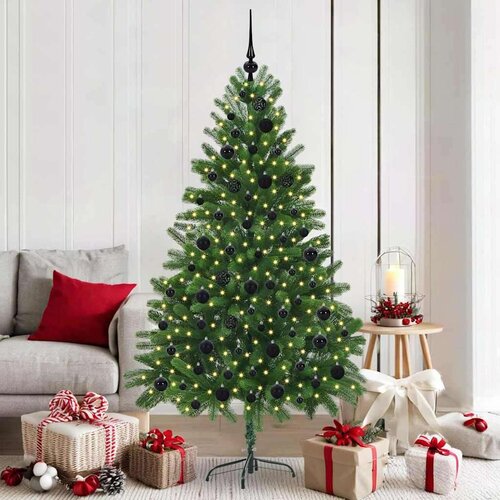 vidaXL Božično drevo med 300 LED z stojalom Zelena 180 cm PE Cene