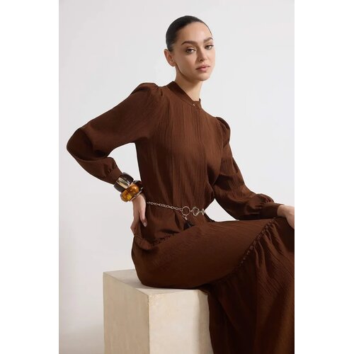 Trendyol Modest Ženska haljina Tctss26Eb00034, Smeđa Slike