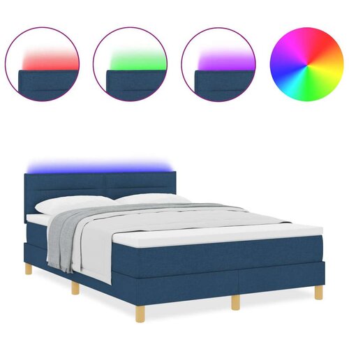  Krevet s posteljinom i LED plavi 140x190 cm tkanina Slike