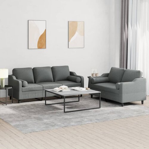  2-dijelni set sofa s jastucima tamnosivi od tkanine Cijene