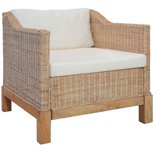  2-dijelni set sofa od prirodnog ratana s jastucima Smeđa Slike