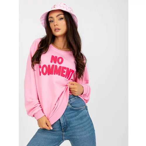Fashion Hunters Pink sweatshirt without a hood with RUE PARIS patches