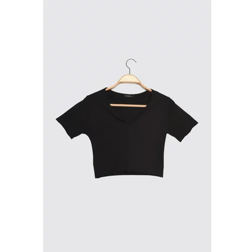 Trendyol Knitted T-Shirt WITH Black Crop Collar Detail
