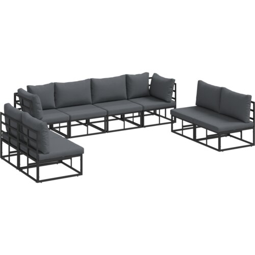 VidaXL Vrtna sedežna garnitura 8 pcs Črna 283 x 71.5 x 71 cm Aluminij Slike